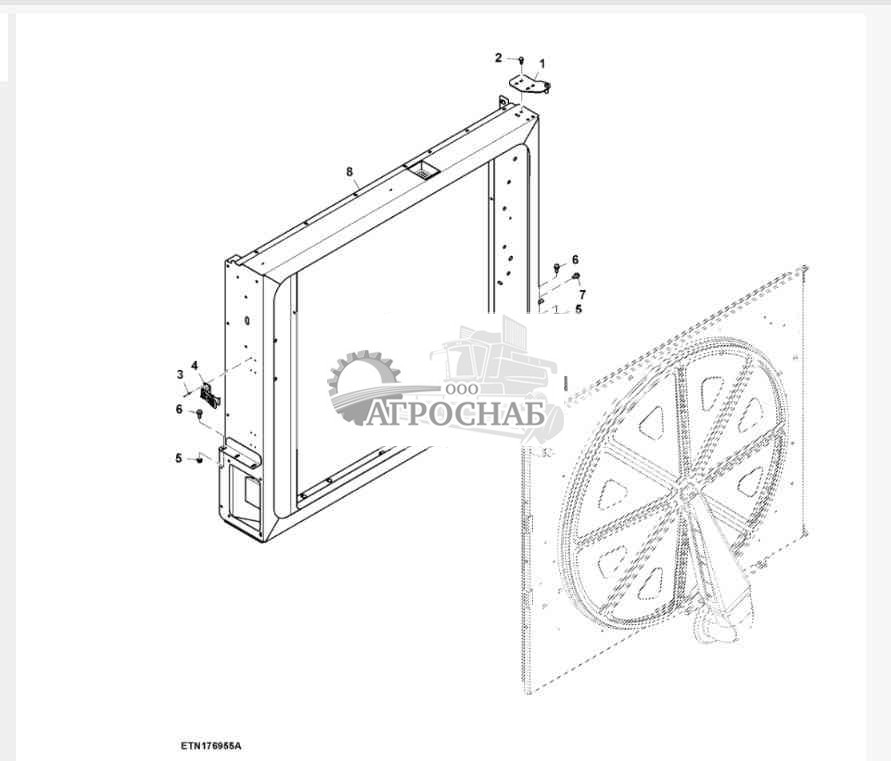 Рама комплекта элементов системы охлаждения для двигателей объемом 9,0 L 